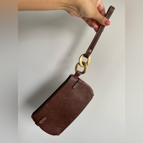 Juicy Couture Brown Leather Large Wristlet Mini Bag with Juicy Couture Dog Charm - Picture 10 of 10